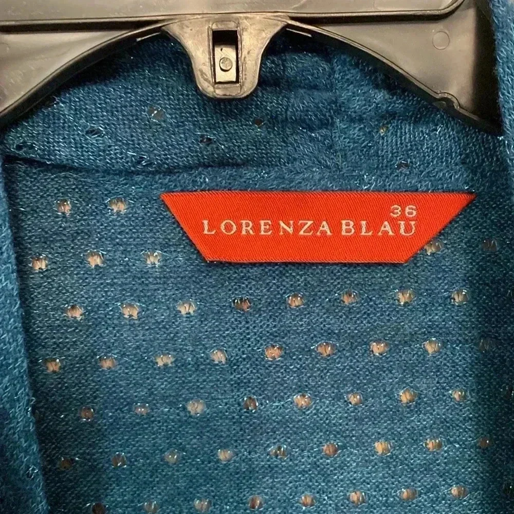 Women's Cardigan Lorenza Blau 36 Uk-US Size L Blue with Glitter & Fringe
